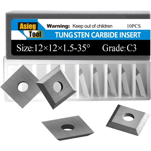 12mm Square Tungsten Carbide Replacement Cutters Inserts 12x12x1.5mm Replacement for Woodworking Fits Spiral Helical Planer Cutter Head 10pcs