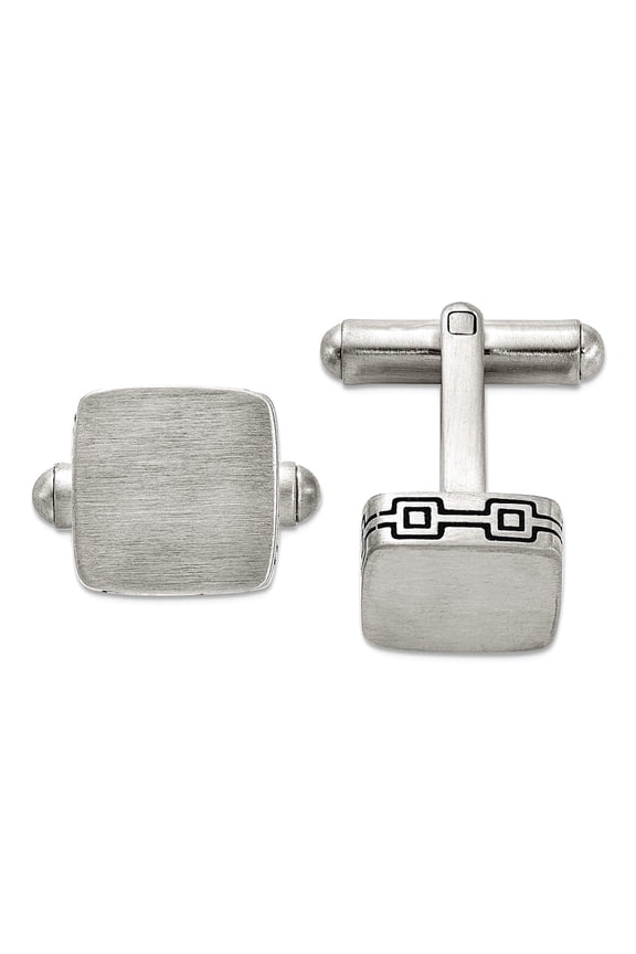 12mm Stainless Steel Brushed Black Oxidized Cuff Links Cuff Link for Men - 11.8 Grams