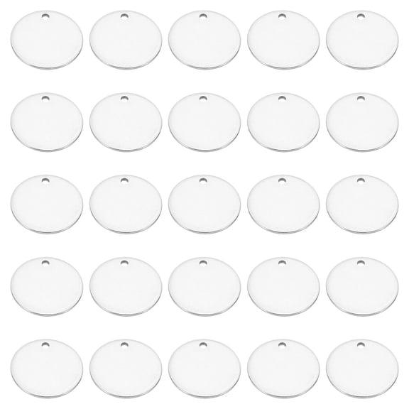 12mm Steel Disc, 25pcs Metal Stamping Blanks Tags Circle Stainless Steel Metal Plate for Laser Engraving, Silver Tone