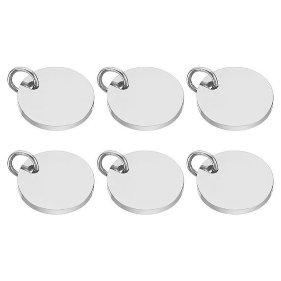 12mm Steel Disc, 6pcs Stainless Steel Stamping Blanks Tags for Laser Engraving Stamping Jewelry Making,Silver Tone