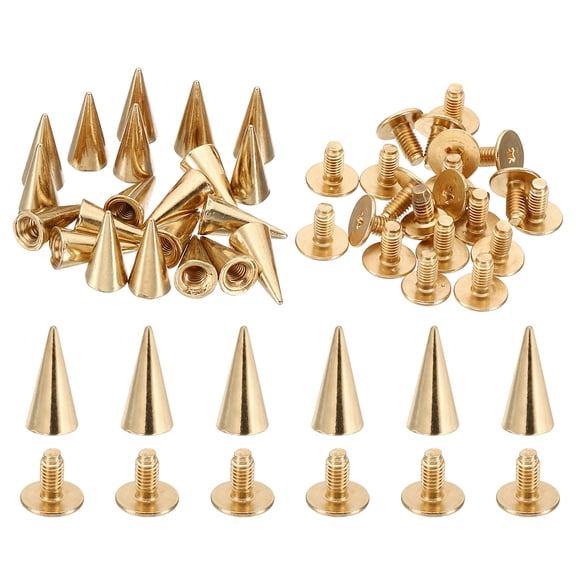 12mm Studs for Clothing, 20 Sets Studs and Spikes Leather Rivets for Clothing Leather Punk, 6x12mm, Gold Tone