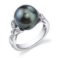 thumbnail image 1 of 12mm Tahitian South Sea Cultured Pearl & Diamond Ariella Ring in 18K Gold, 1 of 6