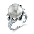 thumbnail image 1 of 12mm White South Sea Cultured Pearl & Diamond Robin Ring in 14K Gold, 1 of 7