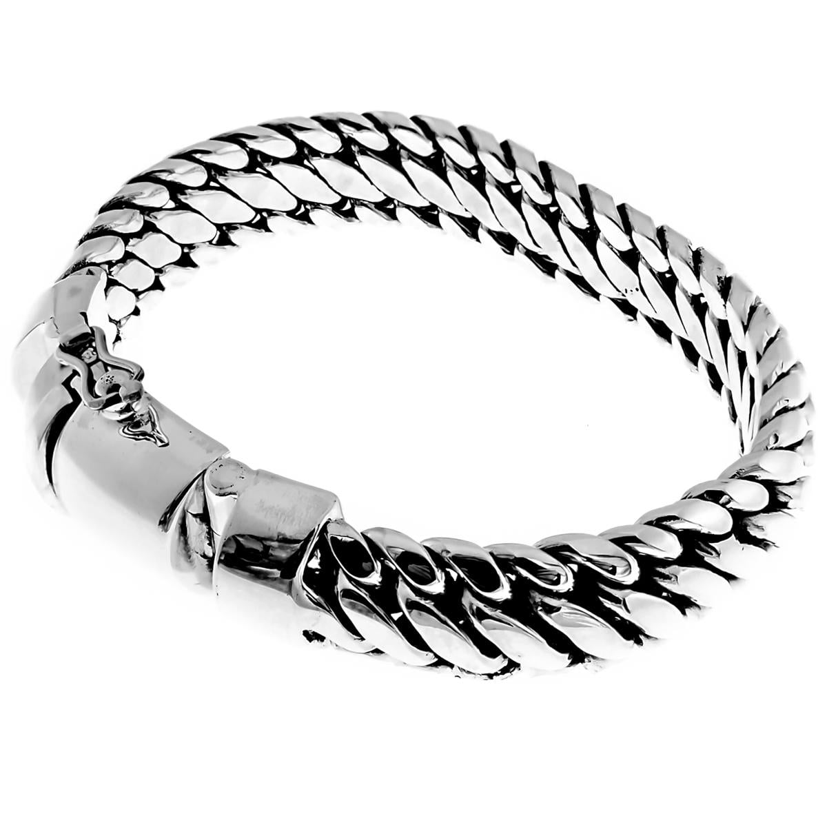 アクセサリー CHOLOS SNAKE CHAIN BRACELET silver925 Bali Handmade 925 Sterling Silver Bracelet, Wide Heavy 12mm Snake