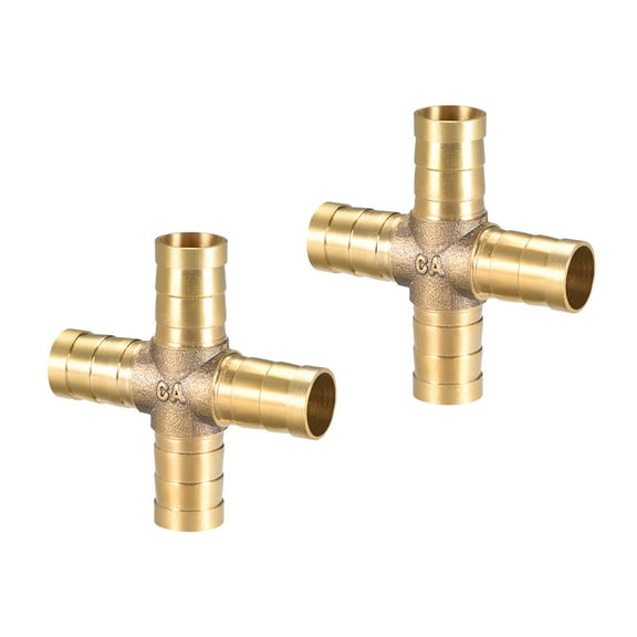 12mm or 1/2" ID Brass Barb Splicer Fitting 4 Ways Brass Cross Barb Fitting Air Gas Water Fuel,2pcs