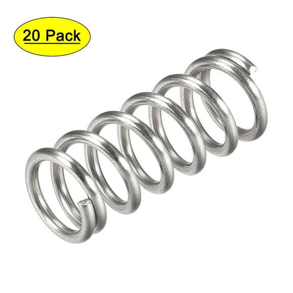 12mm x 1.6mm x 30mm 304 Stainless Steel Compression Spring 63.2N Load Capacity 20Pcs