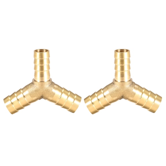 12mm x 10mm x 12mm Hose ID Brass Reducer Barb Fitting Y-Shaped 3 Way Tee Connector Adapter 2 pcs