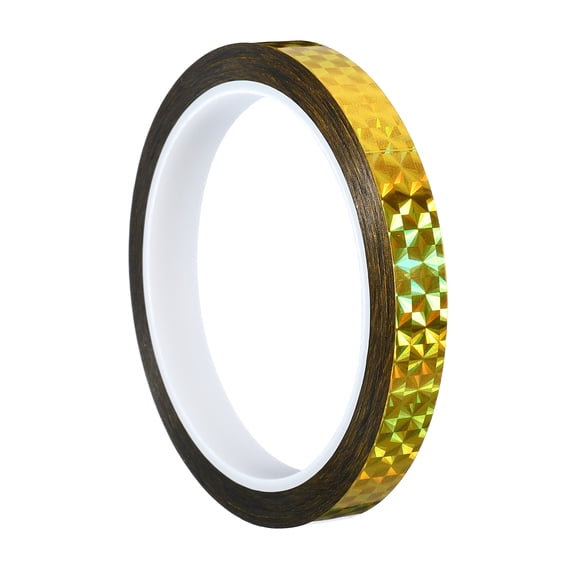 12mm x 50m Prism Tape, Holographic Reflective Self Adhesive for DIY Art Craft Wrapping Decoration, Gold