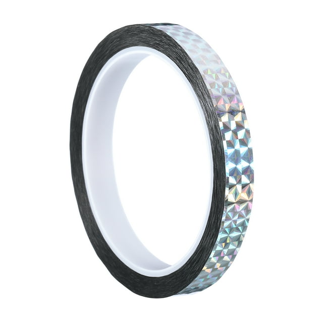 12mm x 50m Prism Tape, Holographic Reflective Self Adhesive for DIY Art Craft Wrapping Decoration, Silver