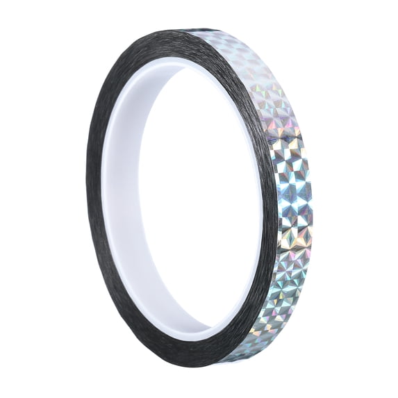 12mm x 50m Prism Tape, Holographic Reflective Self Adhesive for DIY Art Craft Wrapping Decoration, Silver