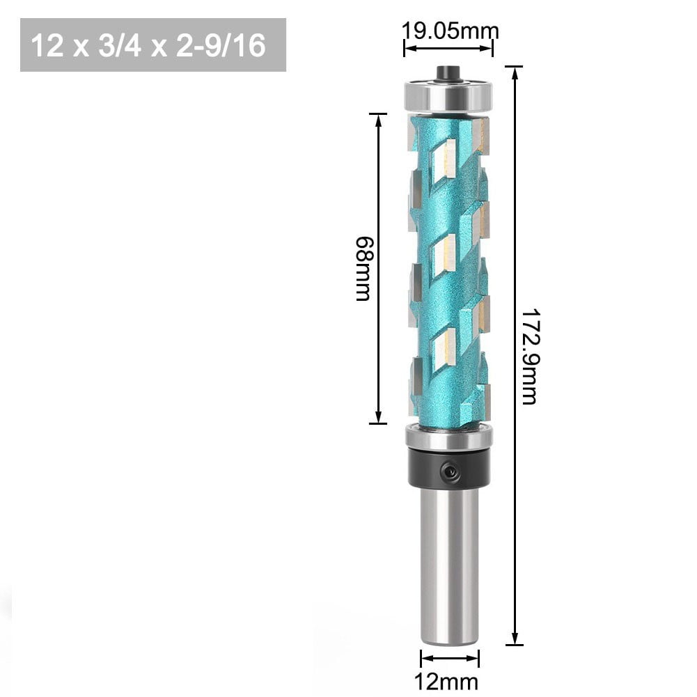 12mm1/2 Shank Flush Trim Milling Cutter Carbide Spiral Double Bearing