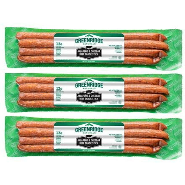 12oz Beef Sticks (3 Pack), High Protein, Naturally Smoked, No Nitrates
