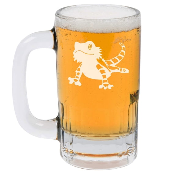 12oz Beer Mug Stein Glass Bearded Dragon Lizard