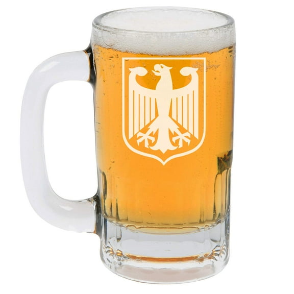 12oz Beer Mug Stein Glass Coat Of Arms Of Germany German Eagle