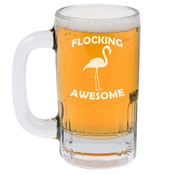 12oz Beer Mug Stein Glass Flocking Awesome Flamingo Funny