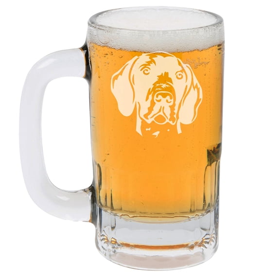 12oz Beer Mug Stein Glass Gift German Shorthaired Pointer Face