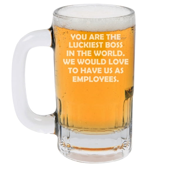 12oz Beer Mug Stein Glass Gift You Are The Luckiest Boss In The World Funny Boss