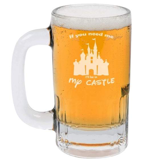 12oz Beer Mug Stein Glass If You Need Me I'll Be In My Castle Funny
