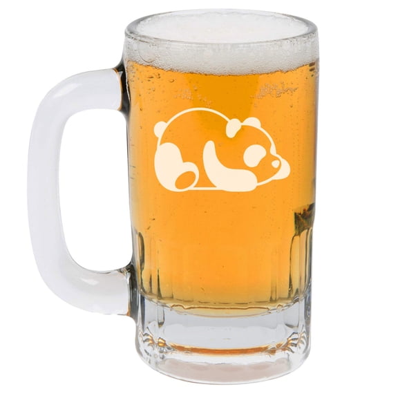12oz Beer Mug Stein Glass Lazy Panda
