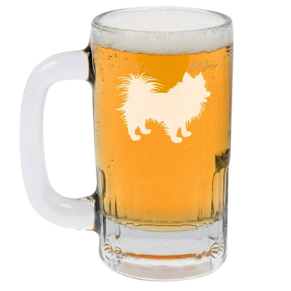 12oz Beer Mug Stein Glass Pomeranian