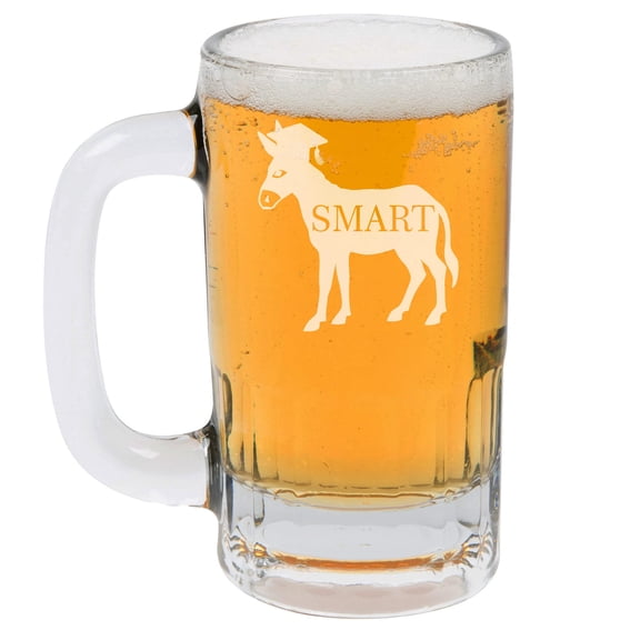 12oz Beer Mug Stein Glass Smart Ass Donkey Funny Grad Graduation Gift