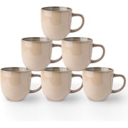 12oz Beige Ceramic Mug Set of 6