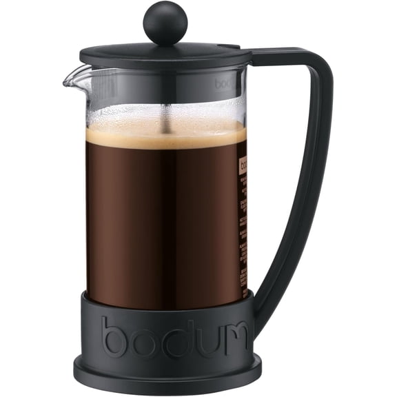 12oz Brazil French Press Coffee Maker, High-Heat Borosilicate Glass, Black - Made in Portugal