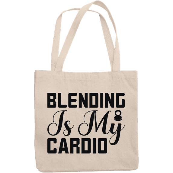 12oz Canvas Tote Bag - Blending Is My Cardio, Fitness & Beauty Humor Quote - Beauty Themed Merch for Makeup Artist or Cosmetologist, Gift for Makeup Lovers & Beauticians