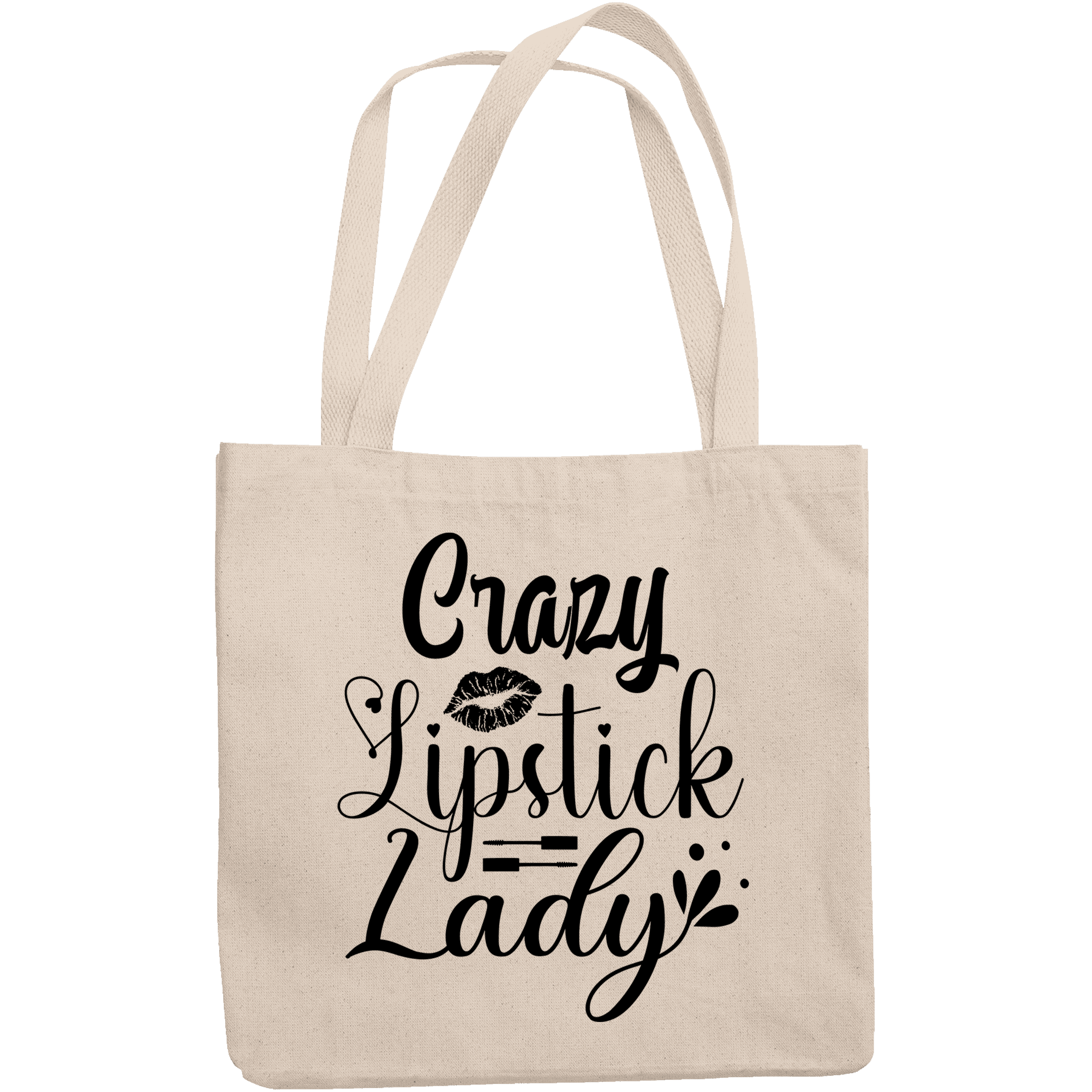 12oz Canvas Tote Bag - Crazy Lipstick Lady with Liquid Lipstick ...