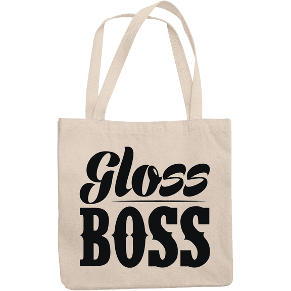 12oz Canvas Tote Bag - Gloss Boss, Lip Gloss Lover, Collector or Enthusiast Quote - Beauty Themed Merch for Makeup Artist or Cosmetologist, Gift for Makeup Lovers & Beauticians