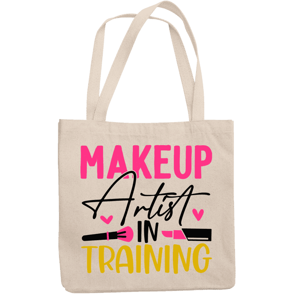 12oz Canvas Tote Bag - Makeup Artist in Training - Beauty Themed Merch for Makeup Artist or Cosmetologist, Gift for Makeup Lovers & Beauticians