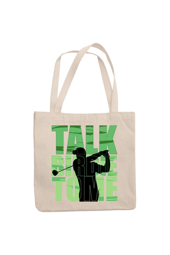 12oz Canvas Tote Bag - Talk Birdie to Me, Under Par Pun, Golf Player, Golfing or Golfer Themed Merch Gift