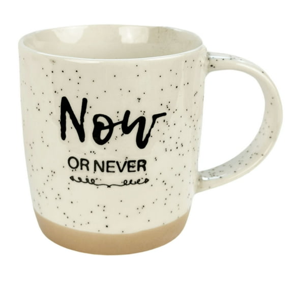 12oz Ceramic Coffee Mug for Office and Home, Hand Painted with Handles, Now or Never Mug, Dishwasher Microwave Safe,Best Gifts for Women and Men