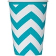 thumbnail image 1 of 12oz Chevron Paper Cups, Teal, 6ct, 1 of 1
