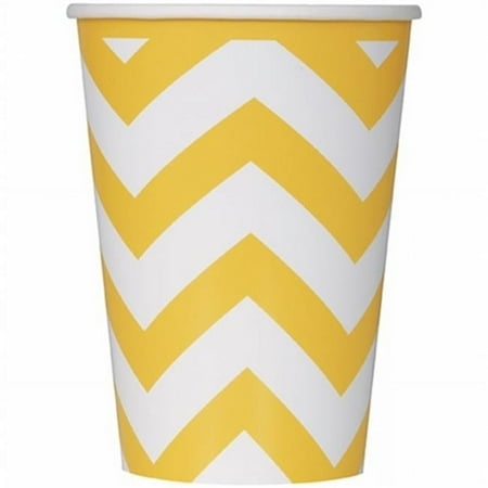 12oz Chevron Paper Cups, Yellow, 6ct