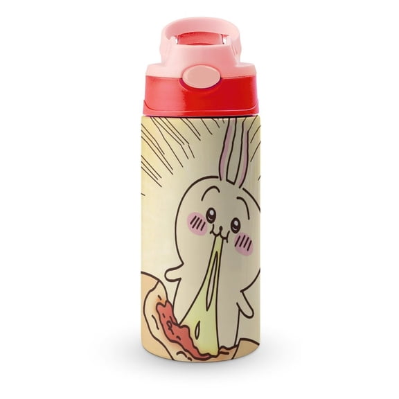 12oz Chii-ka-w Water Bottle with Straw Lid Insulated Cartoon Stainless Steel Reusable Tumbler for Boys Girls