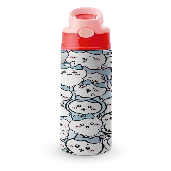 12oz Chii-ka-w Water Bottle with Straw Lid Insulated Cartoon Stainless Steel Reusable Tumbler for Boys Girls