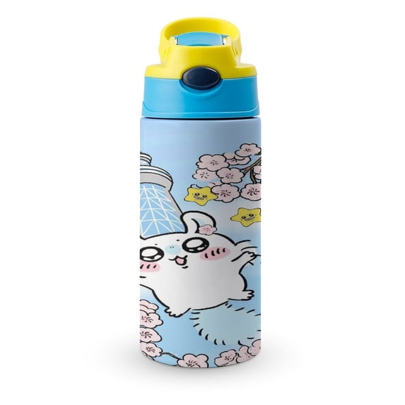 12oz Chii-ka-w Water Bottle with Straw Lid Insulated Cartoon Stainless Steel Reusable Tumbler for Boys Girls