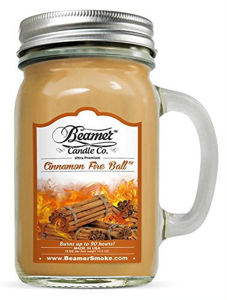 12oz Cinnamon Fire Ball Scented Beamer Candle Co. Ultra Premium Jar Candle. 90 Hr Burn Time. USA Made