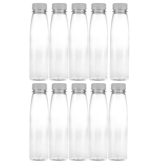 LIOOBO 10Pcs White Pet Storage Bottles Plastic Beverage Containers with Screw on Easy Grip Lids