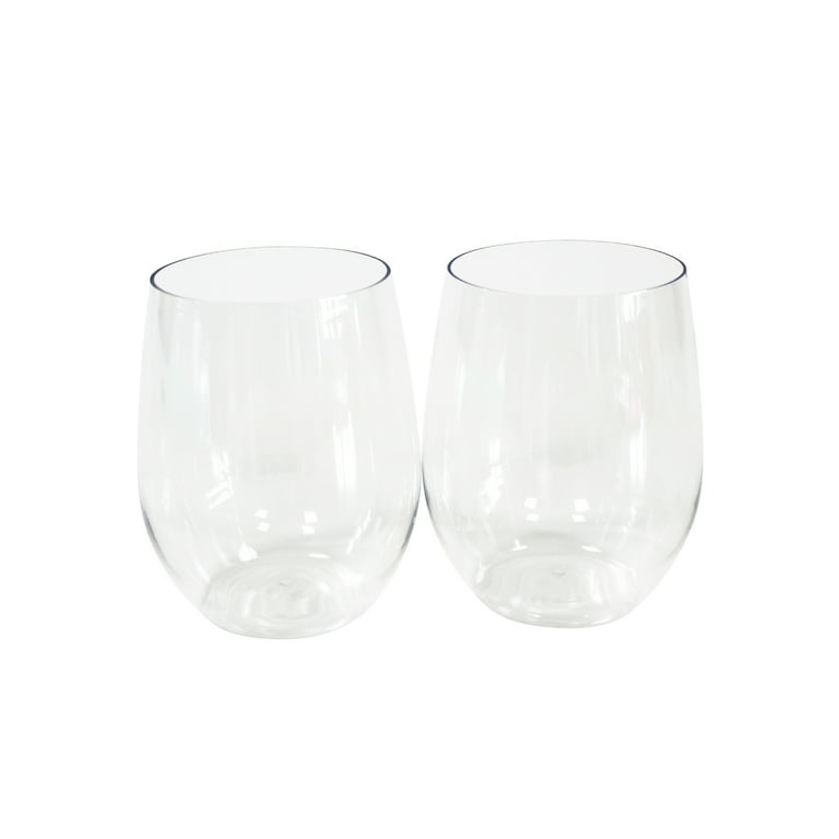 Plastic stemless wine glasses discount