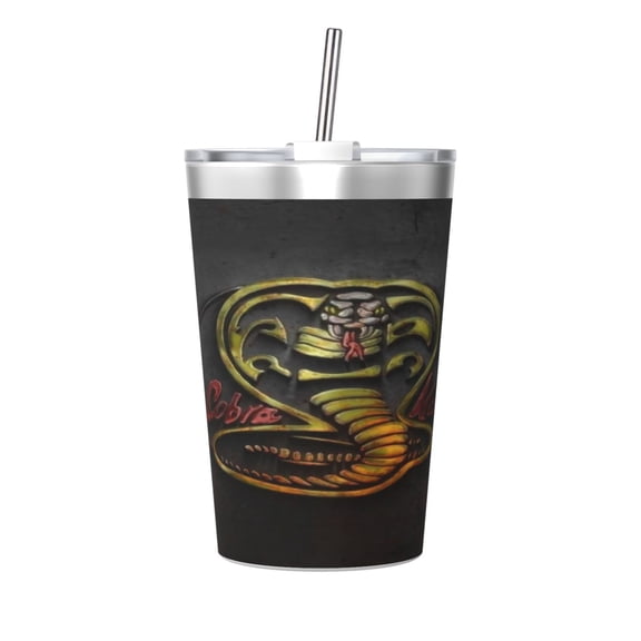 12oz Cobra K-a Stainless Steel Insulated Tumbler Cups with Conical Straw