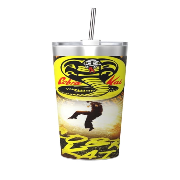 12oz Cobra K-a Stainless Steel Insulated Tumbler Cups with Conical Straw