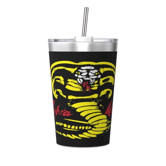 12oz Cobra K-a Stainless Steel Insulated Tumbler Cups with Conical Straw
