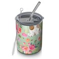 thumbnail image 1 of 12oz Coffee Tumblers Basset Hound and Flowers Stainless Steel Vacuum Insulated Travel Tumbler Coffee Cups Mug with Lid and Straw with Cleaning Brush for Cold & Hot Drinks, 1 of 5