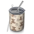 thumbnail image 1 of 12oz Coffee Tumblers Beige Highland Cow Fence Pattern Stainless Steel Vacuum Insulated Travel Tumbler Coffee Cups Mug with Lid and Straw with Cleaning Brush for Cold & Hot Drinks, 1 of 5