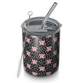 thumbnail image 1 of 12oz Coffee Tumblers Black Cartoon Pink Winged Unicorn Pattern Stainless Steel Vacuum Insulated Travel Tumbler Coffee Cups Mug with Lid and Straw with Cleaning Brush for Cold & Hot Drinks, 1 of 5
