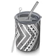 thumbnail image 1 of 12oz Coffee Tumblers Black Geometric Pattern Stainless Steel Vacuum Insulated Travel Tumbler Coffee Cups Mug with Lid and Straw with Cleaning Brush for Cold & Hot Drinks, 1 of 5
