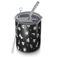 thumbnail image 1 of 12oz Coffee Tumblers Black Halloween Cat Skull Pattern Stainless Steel Vacuum Insulated Travel Tumbler Coffee Cups Mug with Lid and Straw with Cleaning Brush for Cold & Hot Drinks, 1 of 5