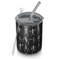 thumbnail image 1 of 12oz Coffee Tumblers Black Halloween Dancing Skeleton Pattern Stainless Steel Vacuum Insulated Travel Tumbler Coffee Cups Mug with Lid and Straw with Cleaning Brush for Cold & Hot Drinks, 1 of 5